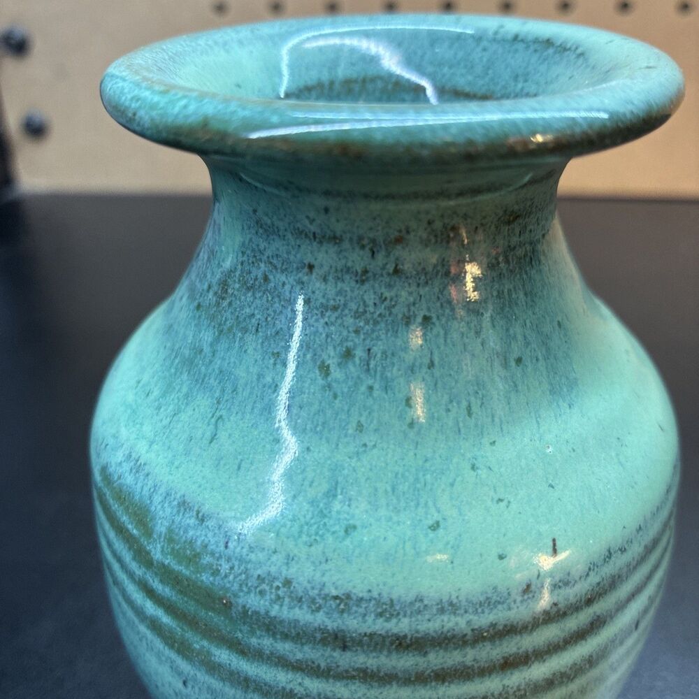Studio Art Pottery Vase Signed Teal Blue Green Wagoner BCV 97 - Picture 3 of 6